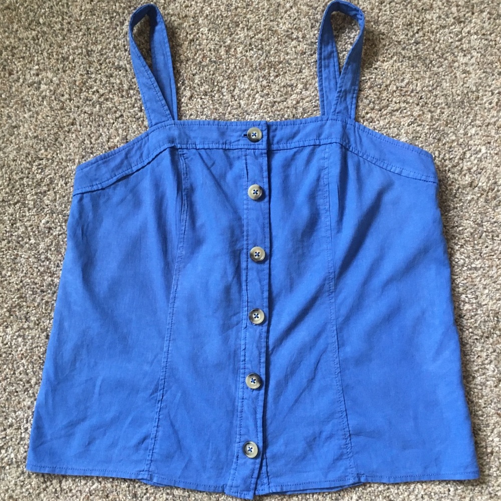 Anthropologie Maeve Blue Angeline Top Linen/Rayon